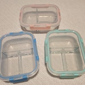 3 glass lock & seal storage containers